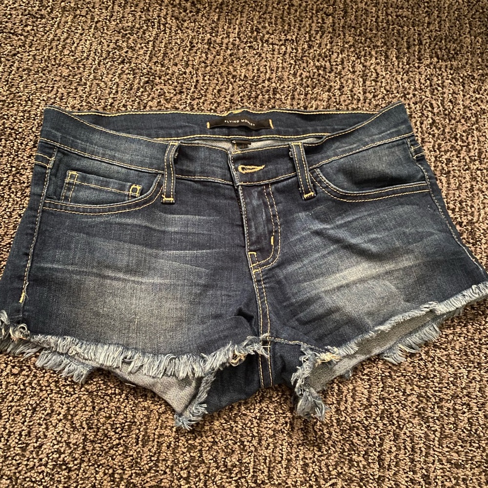 Blue denim mini shorts